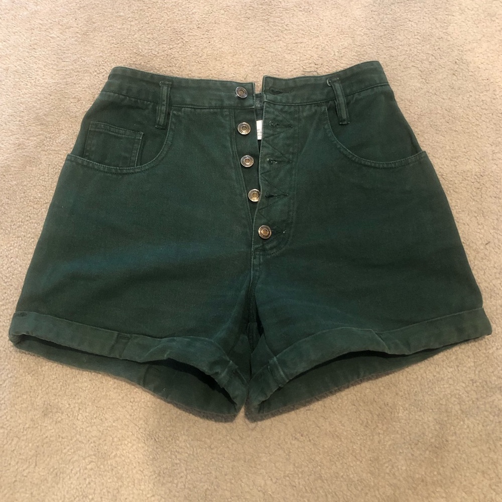 Forest Green Vintage Union Bay Button Jean Shorts